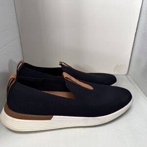 Wolf & Shepherd Swiftknit Loafer Mens Size 11 navy With Leather Detail Slip On